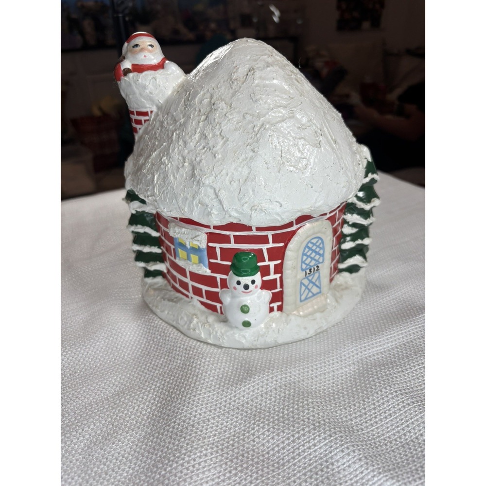 🎅Vintage  Ceramic Santa Christmas House Snowman- canister 1984 - Picture 3 of 12